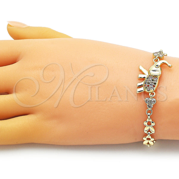 Gold Filled Bracelet — Fancy Bracelet Elephant and Leaf Design with Multicolor — alternate product view — SKU 151488 | Oro Laminado brazalete — elegante Bracelet Elephant and Leaf diseño with Multicolor — SKU 151488