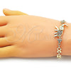 Oro Laminado Fancy Bracelet, Gold Filled Style Elephant and Leaf Design, with Multicolor Micro Pave and White Cubic Zirconia, Polished, Golden Finish, 03.284.0025.1.07 (07 MM Thickness, 7 Inches Length)