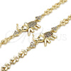 Oro Laminado Fancy Bracelet, Gold Filled Style Elephant and Leaf Design, with Multicolor Micro Pave and White Cubic Zirconia, Polished, Golden Finish, 03.284.0025.1.07 (07 MM Thickness, 7 Inches Length)