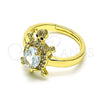 Oro Laminado Multi Stone Ring, Gold Filled Style Turtle Design, with White Cubic Zirconia and White Micro Pave, Polished, Golden Finish, 01.284.0086 (One size fits all)