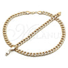 Oro Laminado Necklace and Bracelet, Gold Filled Style Curb Design, Polished, Golden Finish, 06.372.0055