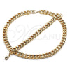 Oro Laminado Necklace and Bracelet, Gold Filled Style Concave Cuban Design, Polished, Golden Finish, 06.372.0056