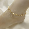 Oro Laminado Fancy Anklet, Gold Filled Style Ball Design, Polished, Golden Finish, 03.63.2178.10 (06 MM Thickness, 10 Inches Length)