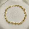Oro Laminado Fancy Anklet, Gold Filled Style Ball Design, Polished, Golden Finish, 03.63.2178.10 (06 MM Thickness, 10 Inches Length)