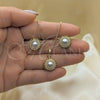 Oro Laminado Earring and Pendant Adult Set, Gold Filled Style Flower Design, with Ivory Pearl, Polished, Golden Finish, 10.379.0058