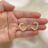Oro Laminado Stud Earring, Gold Filled Style Heart Design, with Ivory Pearl, Polished, Golden Finish, 02.379.0028