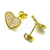 Oro Laminado Stud Earring, Gold Filled Style Heart Design, with Ivory Pearl, Polished, Golden Finish, 02.379.0029