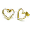 Oro Laminado Stud Earring, Gold Filled Style Heart Design, with Ivory Pearl, Polished, Golden Finish, 02.379.0032