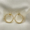 Oro Laminado Stud Earring, Gold Filled Style with Ivory Pearl, Polished, Golden Finish, 02.379.0034