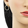 Oro Laminado Stud Earring, Gold Filled Style with Ivory Pearl, Polished, Golden Finish, 02.379.0034