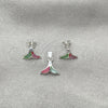 Sterling Silver Earring and Pendant Adult Set, Fish Design, with Multicolor Mother of Pearl, Polished, Silver Finish, 10.399.0009