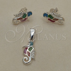 Sterling Silver Ring — Earring and Pendant Adult Set Seahorse Design with — main product view — SKU 151541 | Plata 925 anillo — Earring and Pendant Adult Set Seahorse diseño with — SKU 151541