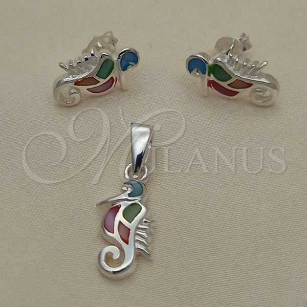 Sterling Silver Ring — Earring and Pendant Adult Set Seahorse Design with — main product view — SKU 151541 | Plata 925 anillo — Earring and Pendant Adult Set Seahorse diseño with — SKU 151541