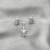 Sterling Silver Earring and Pendant Adult Set, Turtle Design, with Multicolor Mother of Pearl, Polished, Silver Finish, 10.399.0014