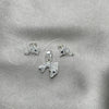 Sterling Silver Earring and Pendant Adult Set, Dolphin Design, with White Crystal, Polished, Silver Finish, 10.406.0001
