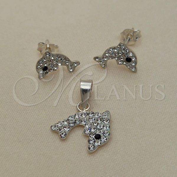 Sterling Silver Ring — Earring and Pendant Adult Set Dolphin Design with — main product view — SKU 151547 | Plata 925 anillo — Earring and Pendant Adult Set Dolphin diseño with — SKU 151547