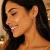 Sterling Silver Stud Earring, with White Cubic Zirconia and Orange Red Pearl, Polished, Silver Finish, 02.399.0038.1