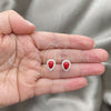 Sterling Silver Stud Earring, with White Cubic Zirconia and Orange Red Pearl, Polished, Silver Finish, 02.399.0038.1