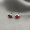 Sterling Silver Stud Earring, with White Cubic Zirconia and Orange Red Pearl, Polished, Silver Finish, 02.399.0038.1