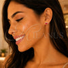 Sterling Silver Stud Earring, with White Cubic Zirconia and Orange Red Pearl, Polished, Silver Finish, 02.399.0037.1
