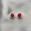 Sterling Silver Stud Earring, with White Cubic Zirconia and Orange Red Pearl, Polished, Silver Finish, 02.399.0037.1