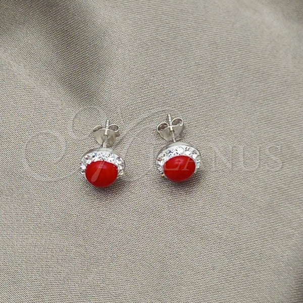Sterling Silver Ring — Stud Earring with White Cubic Zirconia and Orange — alternate product view — SKU 151551 | Plata 925 anillo — Stud Earring with blanco Cubic Zirconia and Orange — SKU 151551