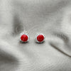 Sterling Silver Stud Earring, with White Cubic Zirconia and Orange Red Pearl, Polished, Silver Finish, 02.399.0036.1