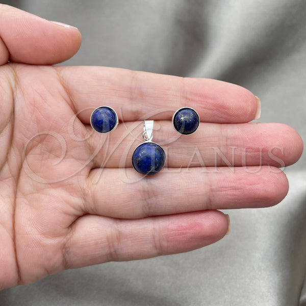 Sterling Silver Ring — Earring and Pendant Adult Set with Denin Blue — alternate product view — SKU 151557 | Plata 925 anillo — Earring and Pendant Adult Set with Denin Blue — SKU 151557