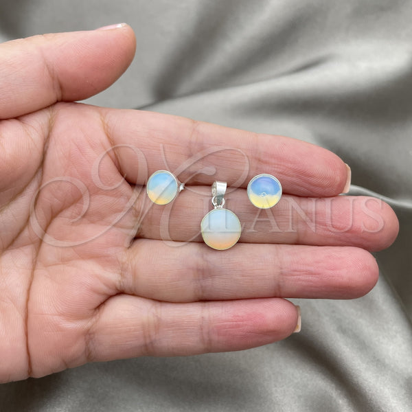 Sterling Silver Ring — Earring and Pendant Adult Set with White Opal — alternate product view — SKU 151558 | Plata 925 anillo — Earring and Pendant Adult Set with blanco Opal — SKU 151558