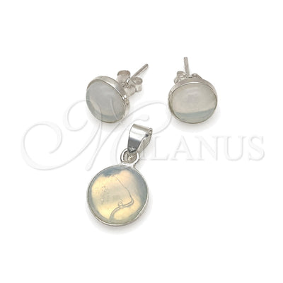 Sterling Silver Earring and Pendant Adult Set, with White Opal, Polished, Silver Finish, 10.392.0002 for wholesale, main product view