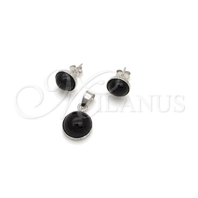 Sterling Silver Earring and Pendant Adult Set, with Green Pearl, Polished, Silver Finish, 10.392.0004 for wholesale, main product view