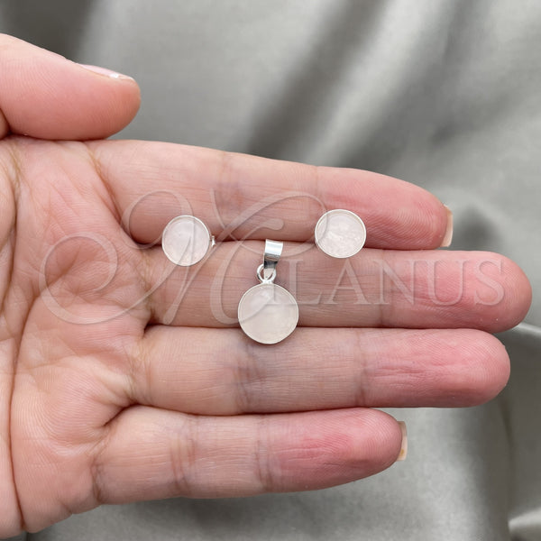 Sterling Silver Ring — Earring and Pendant Adult Set with Rose Opal — alternate product view — SKU 151561 | Plata 925 anillo — Earring and Pendant Adult Set with Rose Opal — SKU 151561