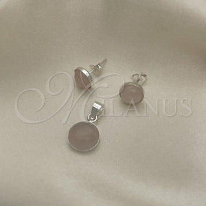 Sterling Silver Ring — Earring and Pendant Adult Set with Rose Opal — main product view — SKU 151561 | Plata 925 anillo — Earring and Pendant Adult Set with Rose Opal — SKU 151561