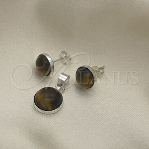 Sterling Silver Ring — Earring and Pendant Adult Set with Brown Opal — main product view — SKU 151562 | Plata 925 anillo — Earring and Pendant Adult Set with Brown Opal — SKU 151562