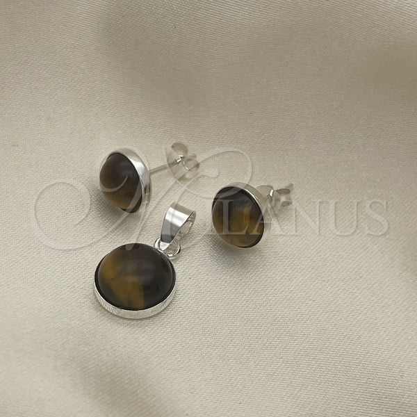 Sterling Silver Ring — Earring and Pendant Adult Set with Brown Opal — main product view — SKU 151562 | Plata 925 anillo — Earring and Pendant Adult Set with Brown Opal — SKU 151562