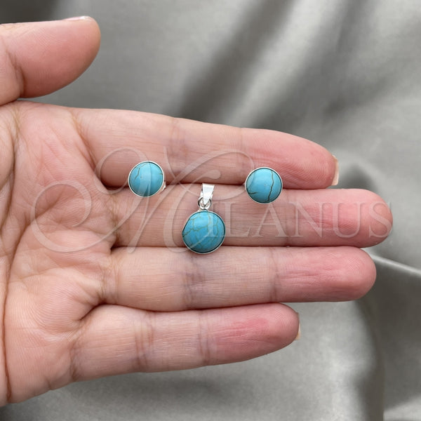 Sterling Silver Ring — Earring and Pendant Adult Set with Light Turquoise — alternate product view — SKU 151563 | Plata 925 anillo — Earring and Pendant Adult Set with Light Turquoise — SKU 151563