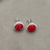 Sterling Silver Stud Earring, with Orange Red Pearl, Polished, Silver Finish, 02.399.0047