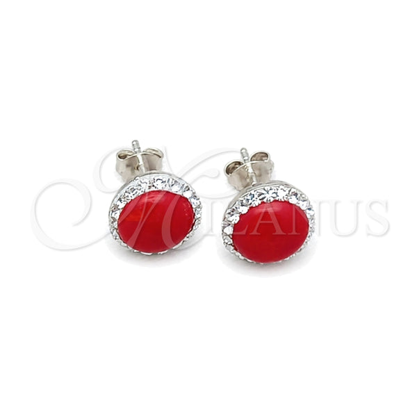 Sterling Silver Stud Earring, with Orange Red Pearl, Polished, Silver Finish, 02.399.0047