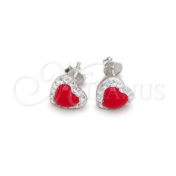 Sterling Silver Stud Earring, with Orange Red Pearl, Polished, Silver Finish, 02.399.0049