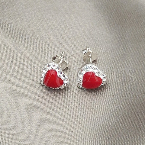 Sterling Silver Stud Earring, with Orange Red Pearl, Polished, Silver Finish, 02.399.0049
