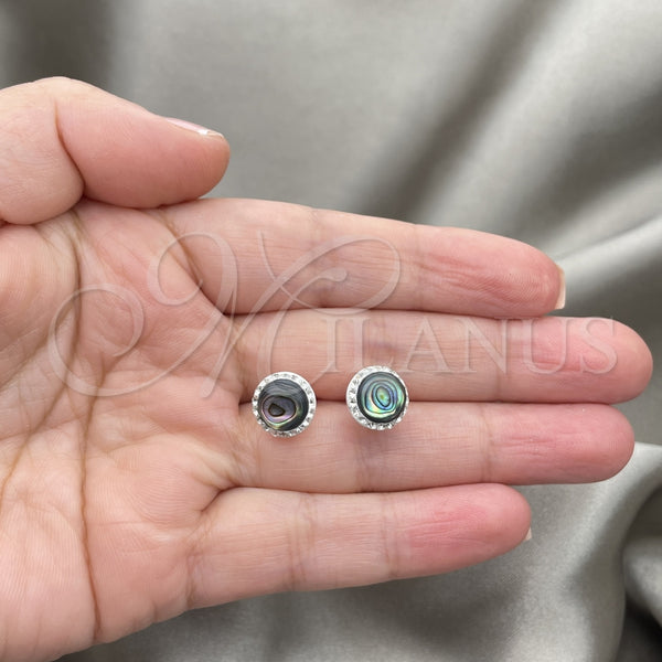 Sterling Silver Ring — Stud Earring with Green Pearl Polished 02. — alternate product view — SKU 151568 | Plata 925 anillo — Stud Earring with Green Pearl pulido 02. — SKU 151568