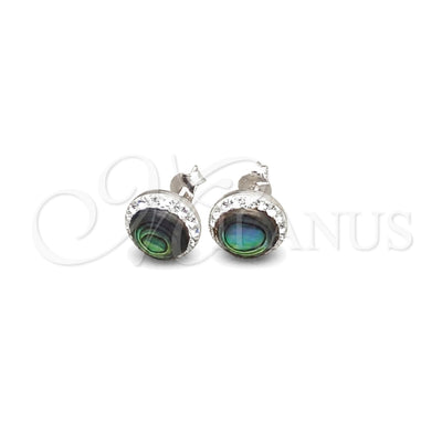 Sterling Silver Stud Earring, with Green Pearl, Polished, Silver Finish, 02.399.0050 for wholesale, main product view