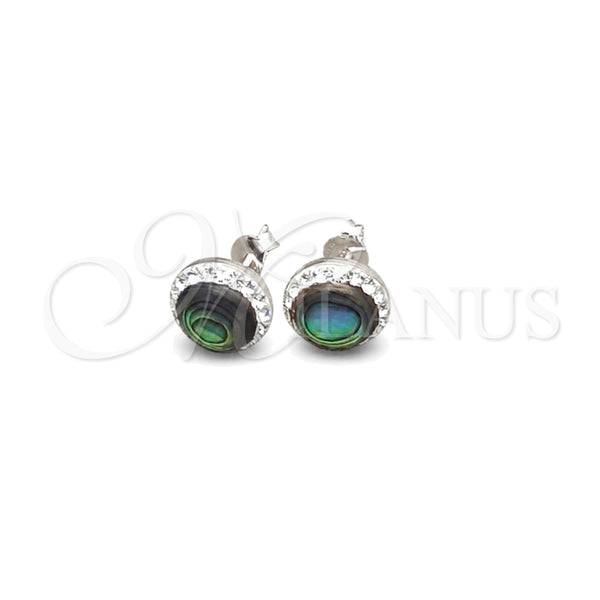 Sterling Silver Stud Earring, with Green Pearl, Polished, Silver Finish, 02.399.0050