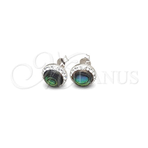 Sterling Silver Stud Earring, with Green Pearl, Polished, Silver Finish, 02.399.0050