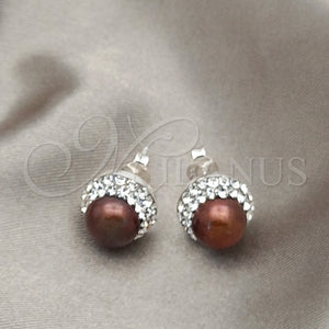 Sterling Silver Ring — Stud Earring with Brown Pearl Polished 02. — main product view — SKU 151569 | Plata 925 anillo — Stud Earring with Brown Pearl pulido 02. — SKU 151569