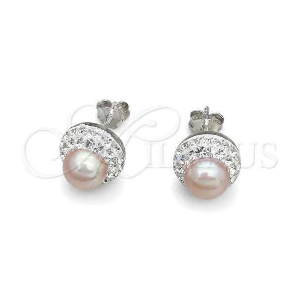 Sterling Silver Stud Earring, with Rose Pearl, Polished, Silver Finish, 02.399.0055