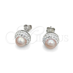 Sterling Silver Stud Earring, with Rose Pearl, Polished, Silver Finish, 02.399.0055