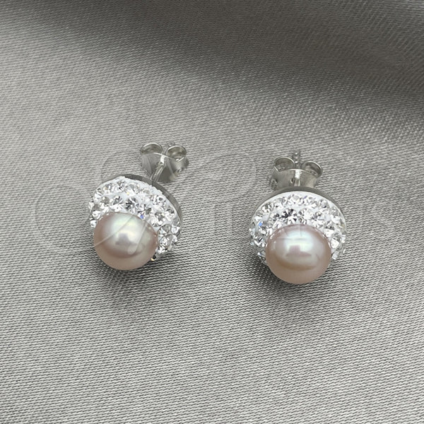 Sterling Silver Ring — Stud Earring with Rose Pearl Polished 02. — alternate product view — SKU 151573 | Plata 925 anillo — Stud Earring with Rose Pearl pulido 02. — SKU 151573