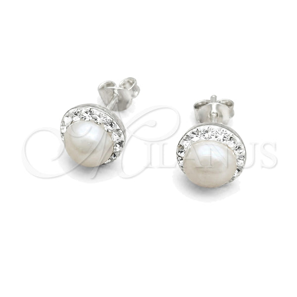 Sterling Silver Stud Earring, with Ivory Pearl, Polished, Silver Finish, 02.399.0057