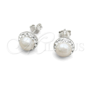 Sterling Silver Stud Earring, with Ivory Pearl, Polished, Silver Finish, 02.399.0057